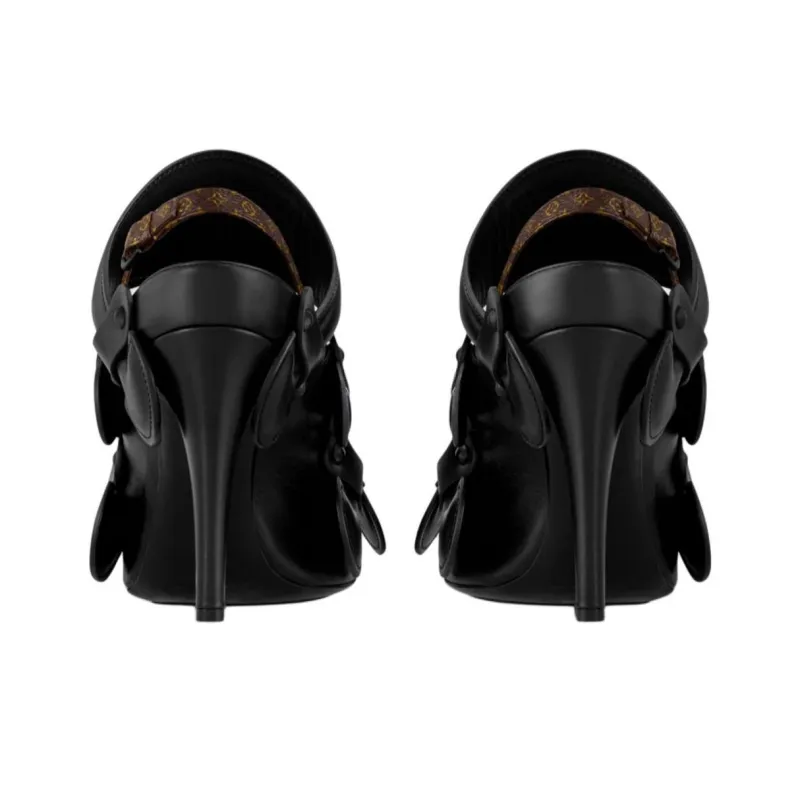 LOUIS VUITTON Legacy Slim Heel High Heels 9cm Women's Black-4