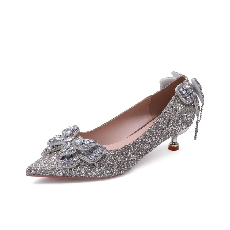 Dawei's House Slim Heel High Heels Women's Champagne-1