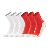 Crew Glue Soccer Socks 6 Pack (3 White/3 Red)