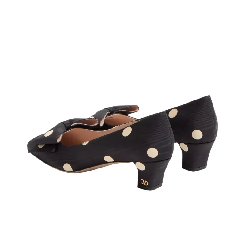 Valentino Bowow Chunky Heel High Heels 4.5cm Women's Black-2