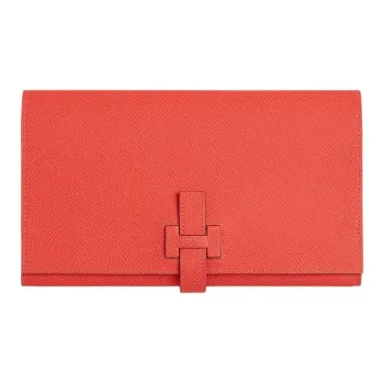 HERMES H Passant Epsom Calfskin Wallet Women's Orange