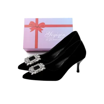 Take The Qin Slim Heel High Heels 6cm Women's Black Gift Box Set