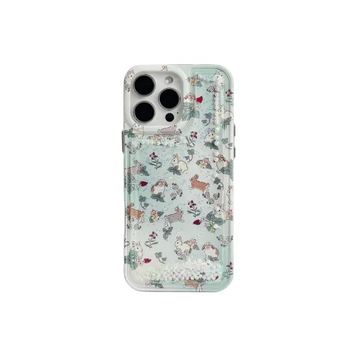 Wei Xin TPU Material Green Base Leaf Small Rabbit Phone Cases Compatible With IPhone 16/15 Pro Max/Apple 13/14 Pro/Max