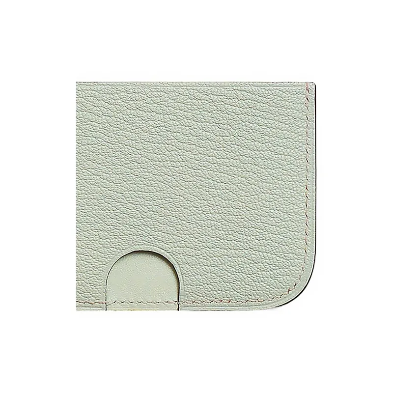 HERMES Poisson Mysore Goat Skin Card Holder Women's Squeaky Green/Light Orange/Windy Blue-4