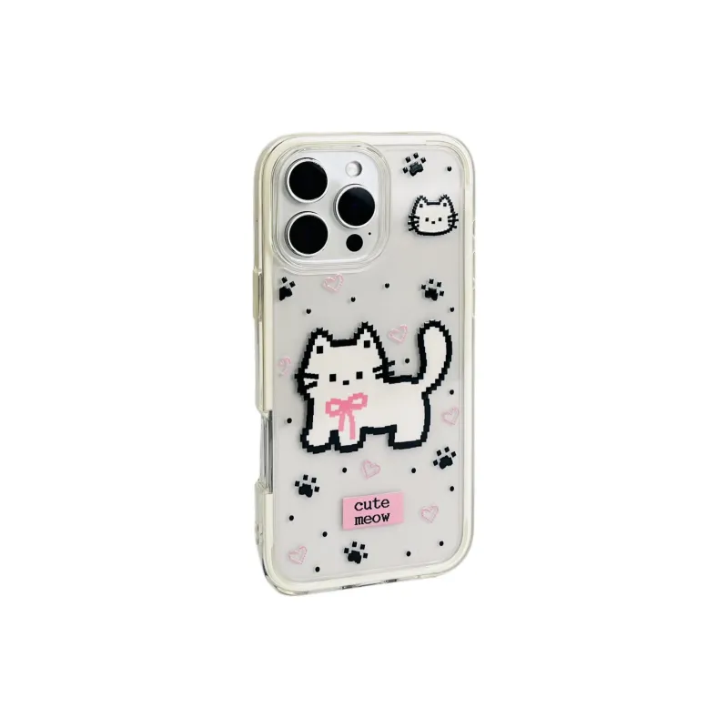 Wei Xin Acrylic Material Pixel Cats Phone Cases Compatible With IPhone 16/15 Pro Max/Apple 13/14 Pro/Max-1