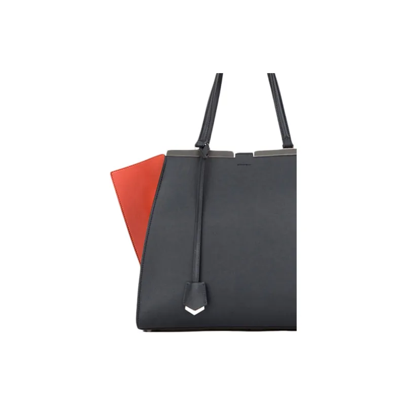 FENDI Cow Leather Tote Combo Bag One Shoulder Handbag Regular Women's Dark Gray/Red-4