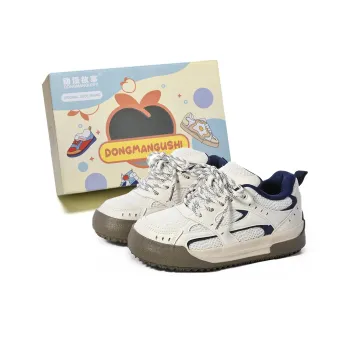 Anime Story Slip Resistant, Abrasion Resistant, Lightweight, Breathable Low Top Skateboard Shoes Women's Beige Blue