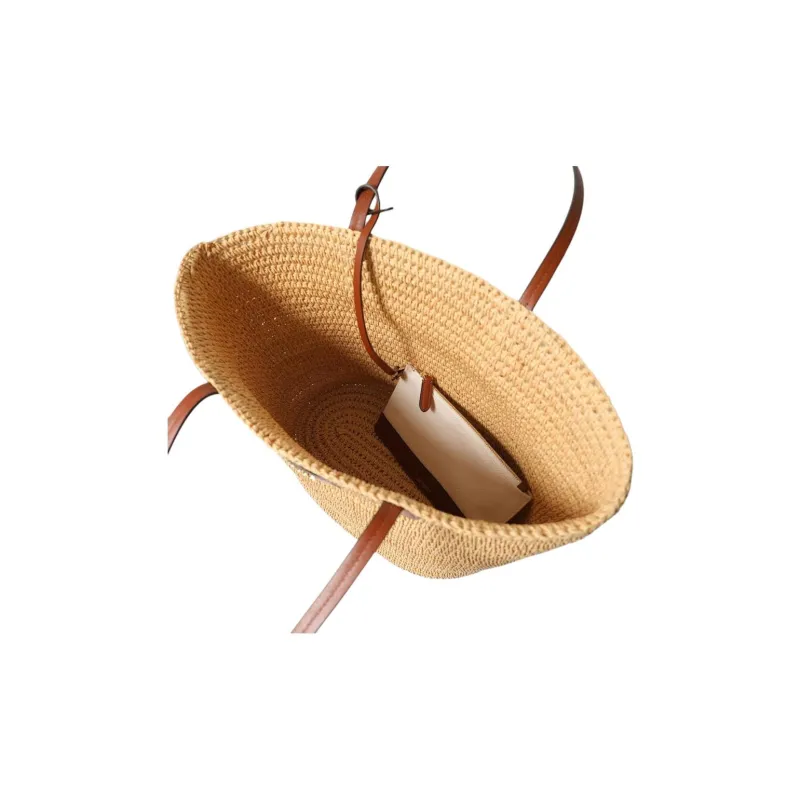 LAUREN RALPH LAUREN Straw Woven Shoulder Bag Tubas Women's Beige & Brown-3