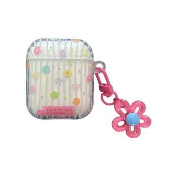 YADIQI Compatible With IPhone/iPad/AirPods 4th/3rd/2nd/1st/Pro/Pro2 TPU Refreshing Stripes Floral Headphone Cases