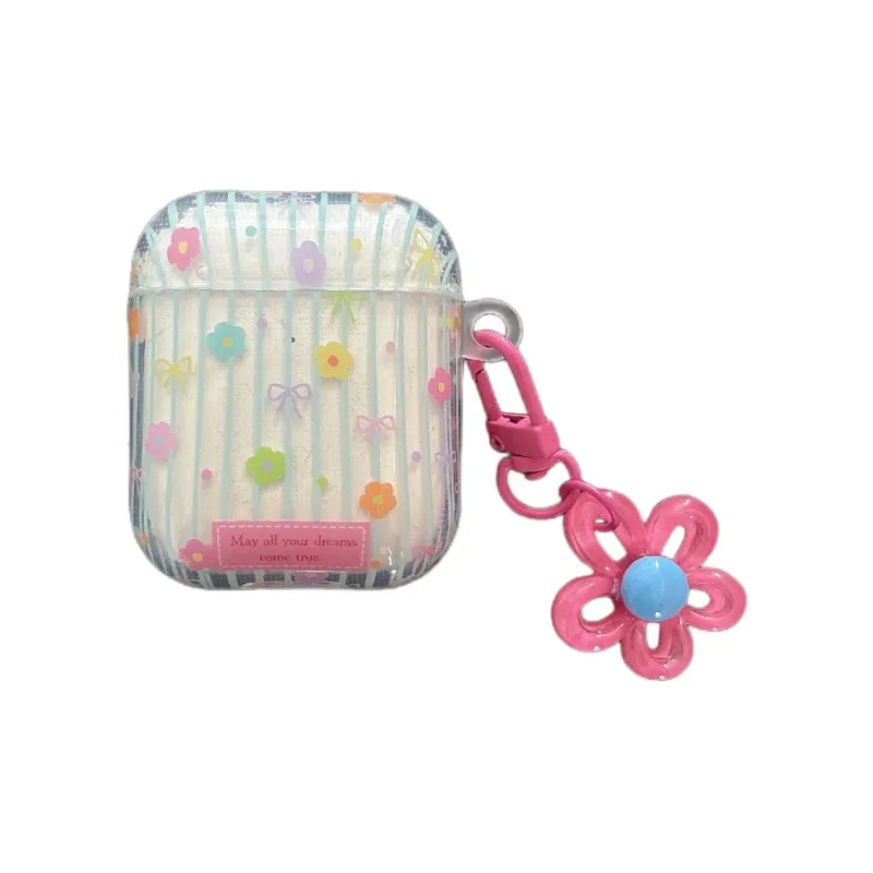 YADIQI Compatible With IPhone/iPad/AirPods 4th/3rd/2nd/1st/Pro/Pro2 TPU Refreshing Stripes Floral Headphone Cases-0