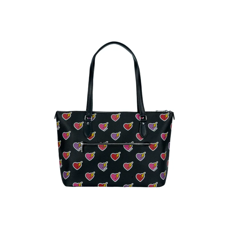 COACH Gallery Coated Canvas Tote Bag Shopping Bag Shoulder Bag Handbag Large Size Women's Black-4