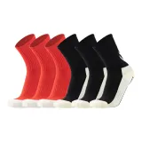 Crew Socks with Rubber Strips Soccer Socks 6 Pack (3 Red/3 Black)