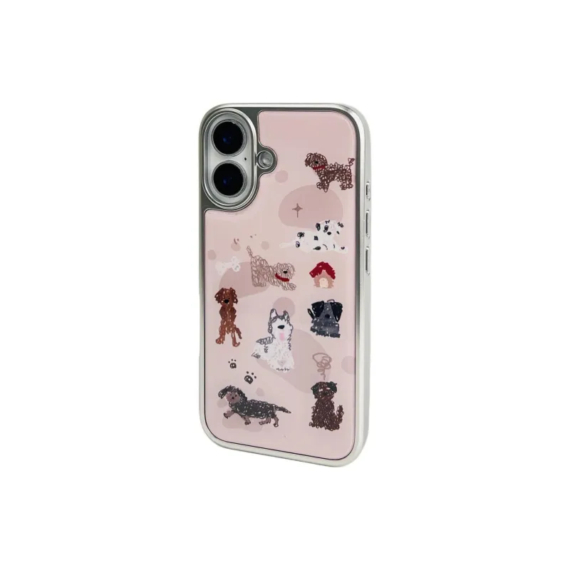 Sopi Acrylic Material Lilac Bottom Scribbled Puppy Phone Cases Compatible With IPhone 16/15 Pro Max/Apple 13/14 Pro/Max-2