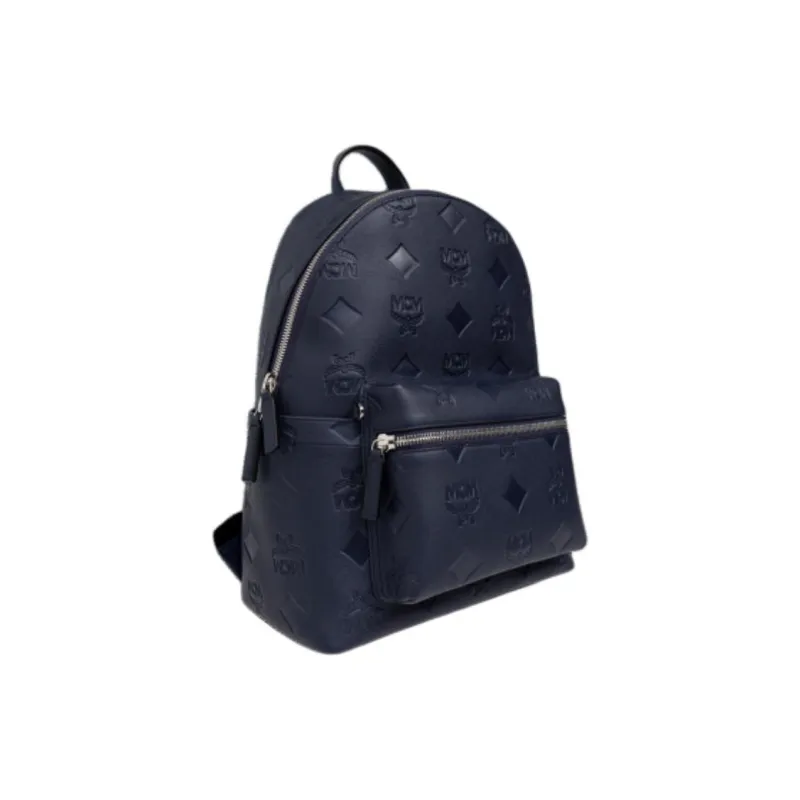 MCM Leather Backpack Medium Size Men's Marine Blue-1