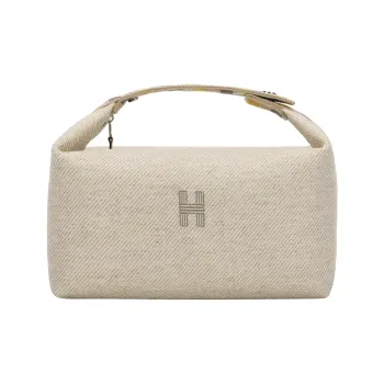 HERMES Bride a Brac Canvas Canvas Bag Toiletry Bag Unisex 01 Blanc Pure White