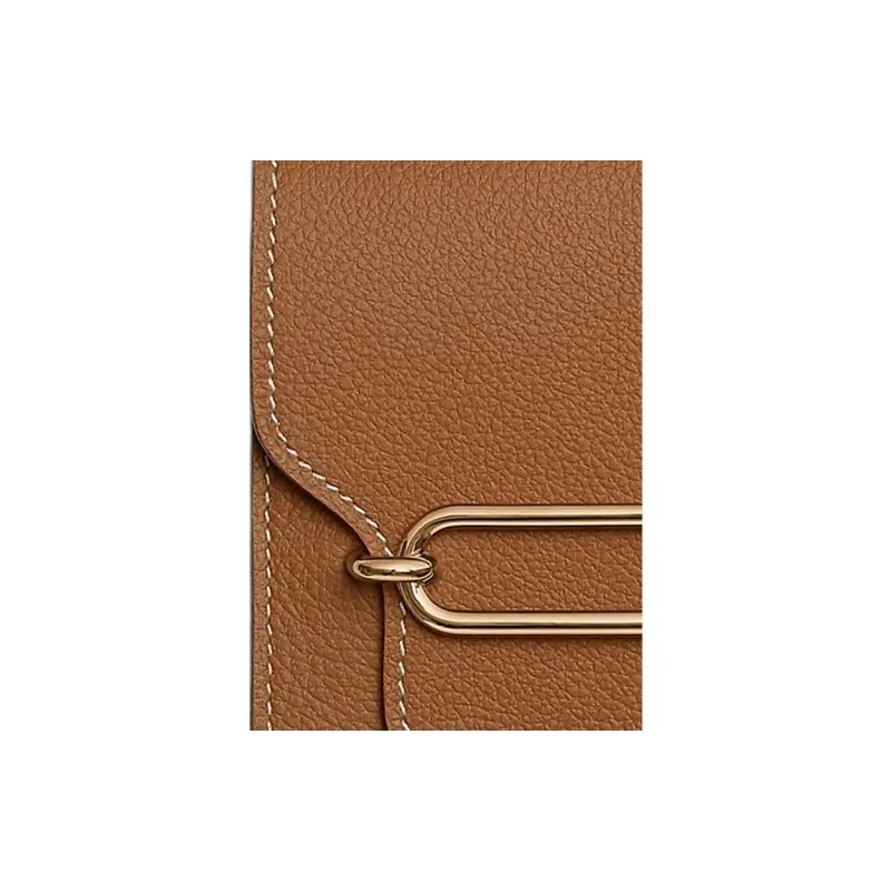 HERMES Roulis Evercolor Calfskin Pig Nose Wallet Coin Purse Card Holder Fanny Pack Women's Gold/Lime-2