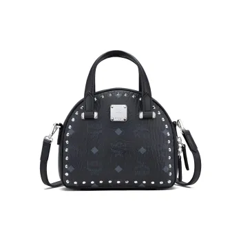 MCM Essential Visetos Origina Cow Leather Handbag Shoulder Bag Crossbody Bag Mini Women's Black