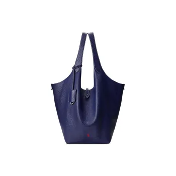 Polo Ralph Lauren Leather Tote Bag Shopping Bag Shoulder Bags Large Size Women's Marine Blue