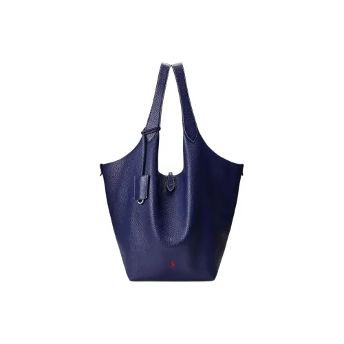 Polo Ralph Lauren Leather Tote Bag Shopping Bag Shoulder Bags Large Size Women's Marine Blue