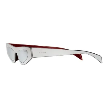 GUCCI Metal Enamel Irregular Shape Sunglasses Women's Silver