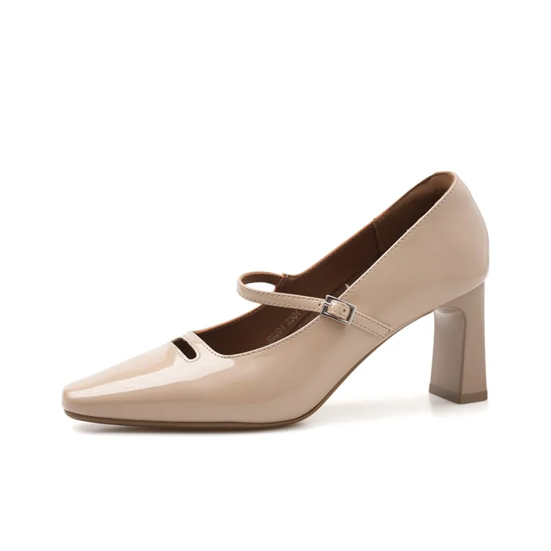 POOQ Chunky Heel High Heels 7CM Women's-4