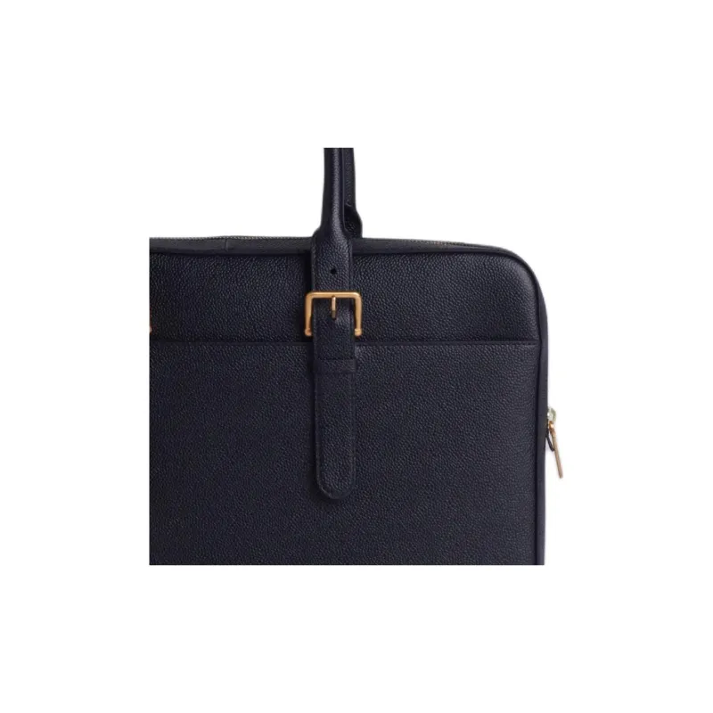 THOM BROWNE· Litchi Grain Leather Briefcase Handbag Men's Black-4