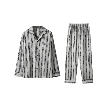 GUJIN Pajama Set Men's 1Gray Stripes