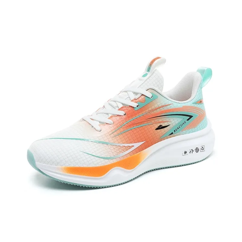 Kuding Running Shoes Men Low Top Black Lake Blue/Light Gray Orange/Green Orange-0