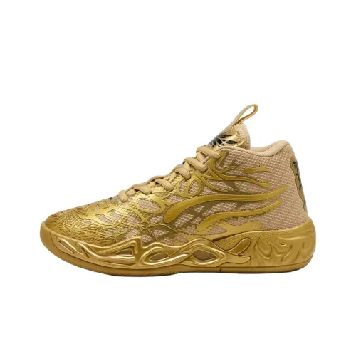 PUMA Anti Slip Wear Resistant High Top Basketball Shoes Men's Gold