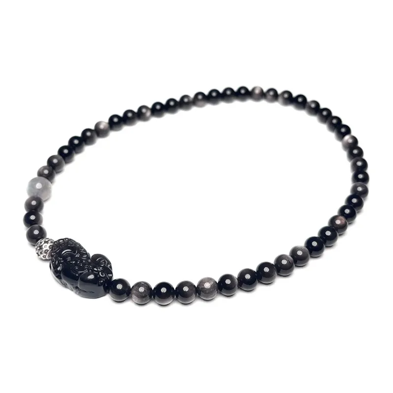 MOUNTAINS AND MANS Obsidian New Chinese Style Stackable Good Luck Beaded Bracelet Men's-4