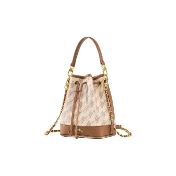 Folli Follie PU Bucket Bags One Shoulder Handbags Medium Size Women's Latte/Milk Coffee