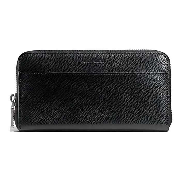 COACH Accordion Zip Leather Wallet Men's Black-0