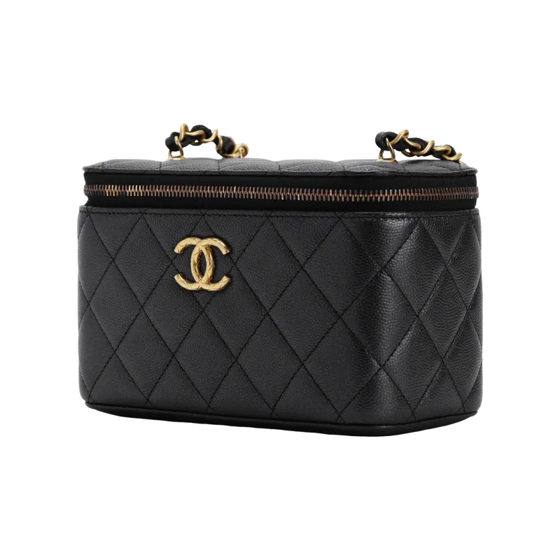 CHANEL Diamond Pattern Leather One Shoulder Crossbody Clutch Women's Black-1