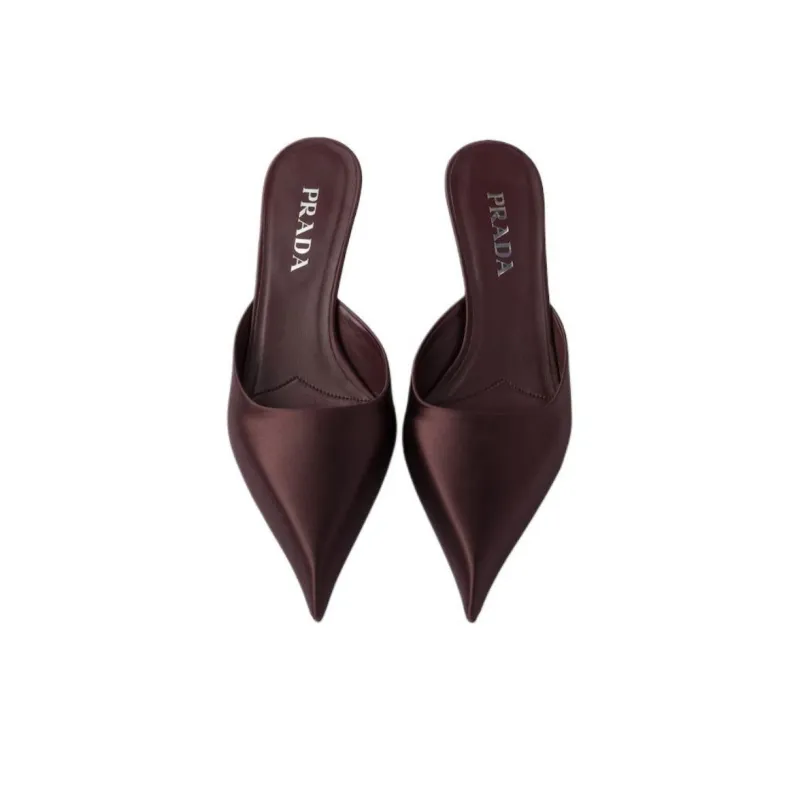 PRADA Closed Toe Slippers 5.5cm Women's Burgundy-4