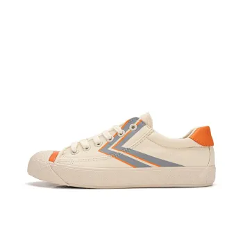 Dafu Leaps Forward Slip Resistant Breathable Lightweight Low Top Canvas Shoes Women's Beige Orange