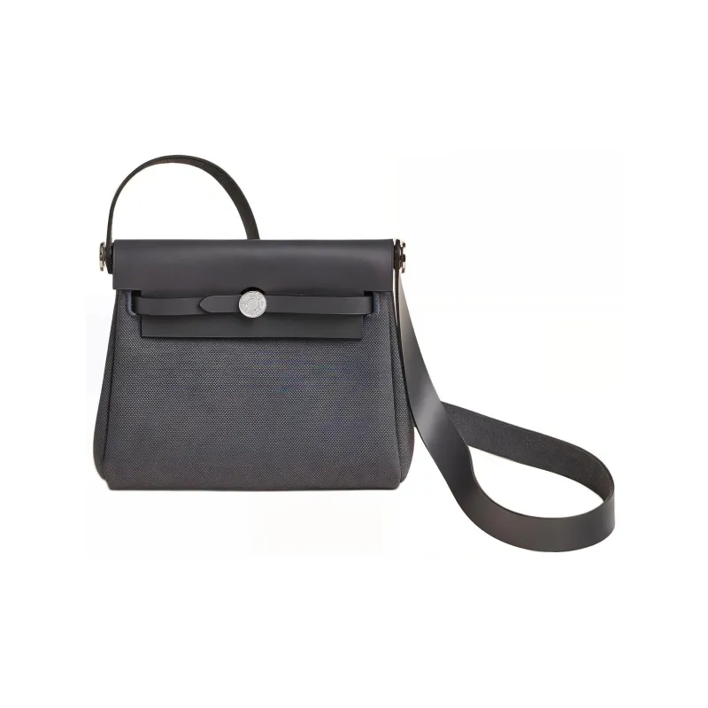HERMES Canvas With Leather Crossbody Bag Shoulder Bag Mini Women's Slate Gray-0
