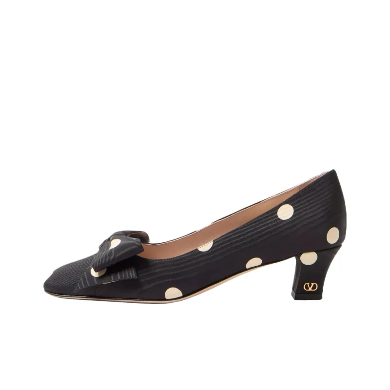 Valentino Bowow Chunky Heel High Heels 4.5cm Women's Black-0