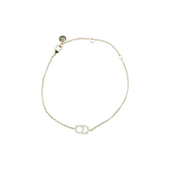DIOR Rhinestone, Gold Plated Metal Bracelets Women's Gold