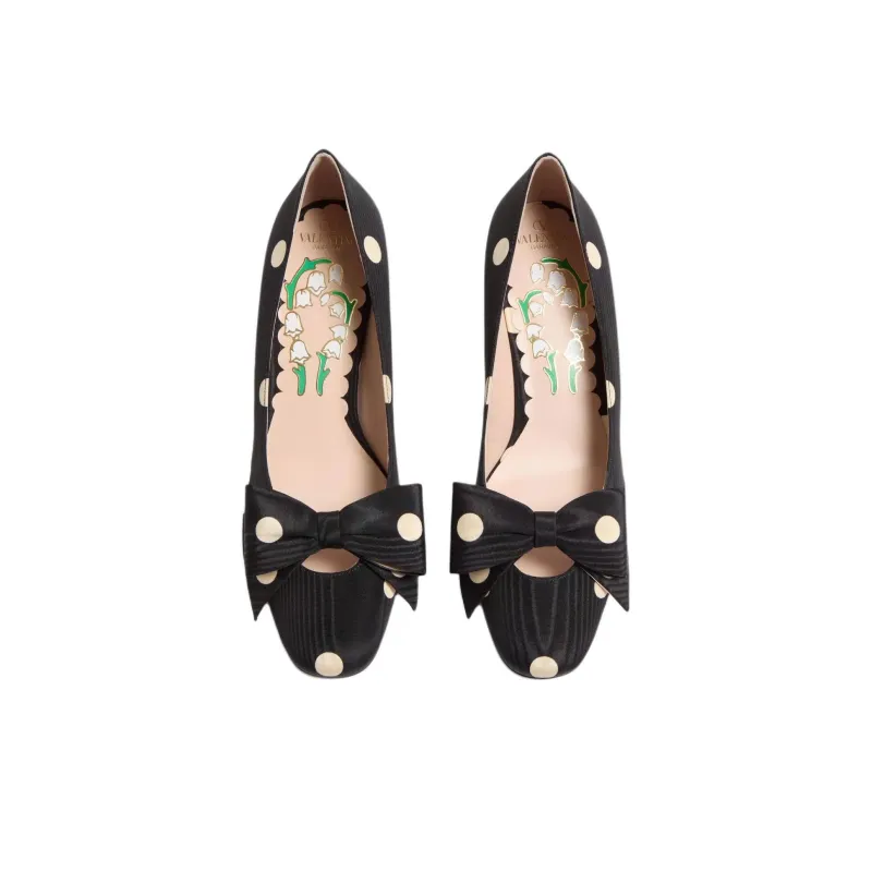 Valentino Bowow Chunky Heel High Heels 4.5cm Women's Black-3