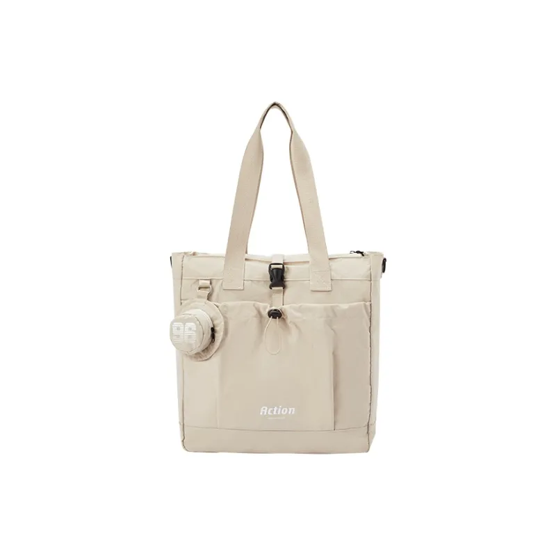 SEM/R Fabric Tote Bag, Shoulder Bag Medium Size Unisex Milk White/Medium Green/Black-0