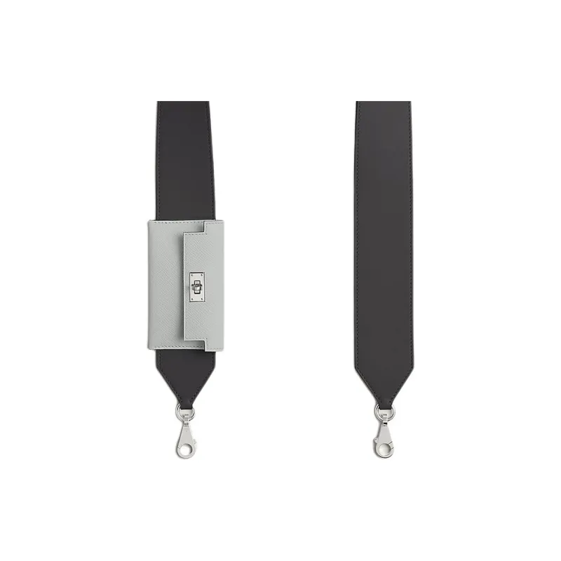 HERMES Kelly Pocket Swift Leather Bonded Epsom Calfskin Bag Shoulder Strap Women's Slate Gray With Platinum Gold Gray-3