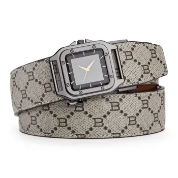 GUSKI Cow Leather Belt Husband Like Style Monogram Belt. Men's Gunmetal Gold Silver Width  3.5cm