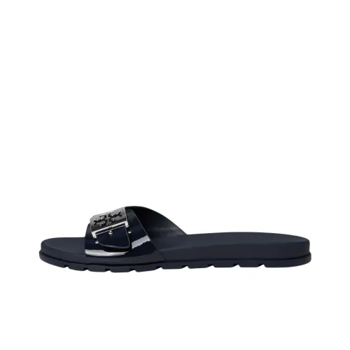 TORY BURCH Buckle Slide New Navy Silver Women's