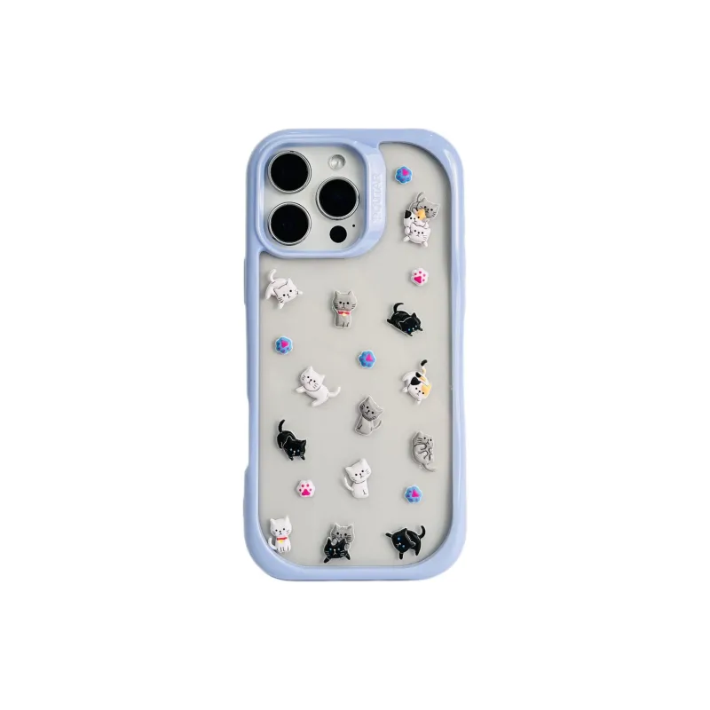 Wei Xin TPU Material Penguin Kitten DIY Sticker Phone Cases Compatible With IPhone 16/15 Pro Max/Apple 13/14 Pro/Max-4