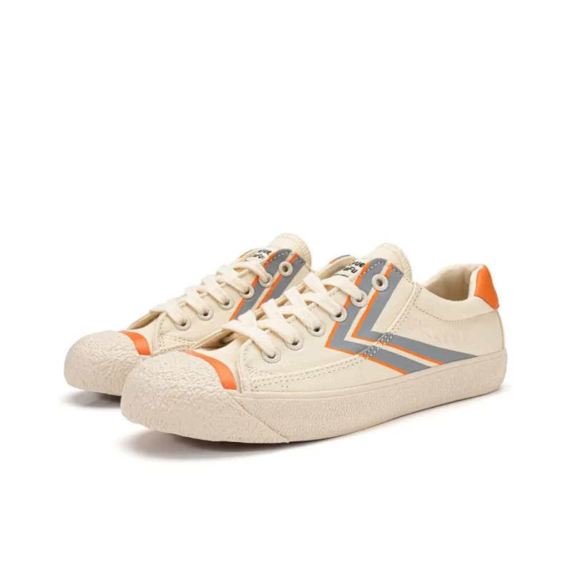 Dafu Leaps Forward Slip-Resistant Breathable Lightweight Low-Top Canvas Shoes Women's Beige Orange-3