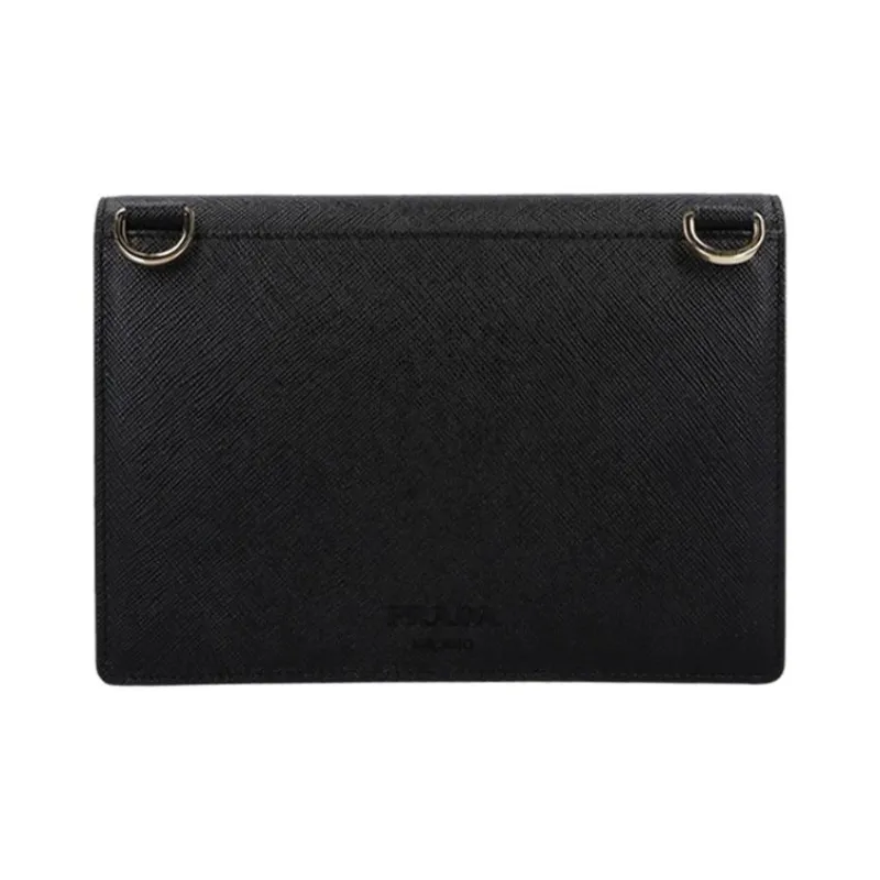 PRADA Leather Clutches Crossbody Bag Shoulder Bag Women's Black-2