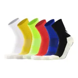 Crew Socks with Rubber Strips Soccer Socks 6 Pack (White/Yellow/Neon Green/Red/Blue/Black)