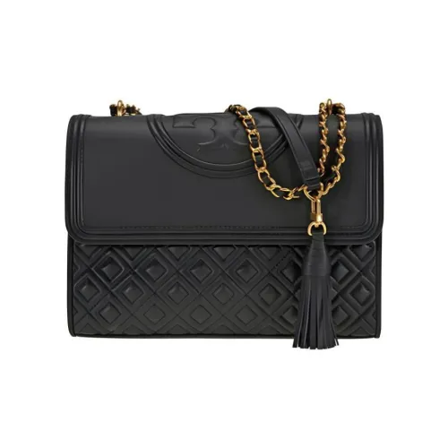 TORY BURCH Fleming Leather Small Square Bag Shoulder Bag, Crossbody Bag Medium Size Women's Black