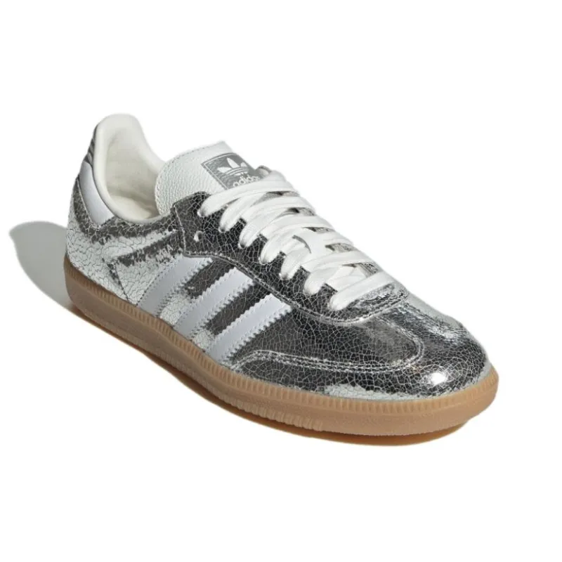 Adidas Samba Og Silver Metallic Cracked Leather Women's-1