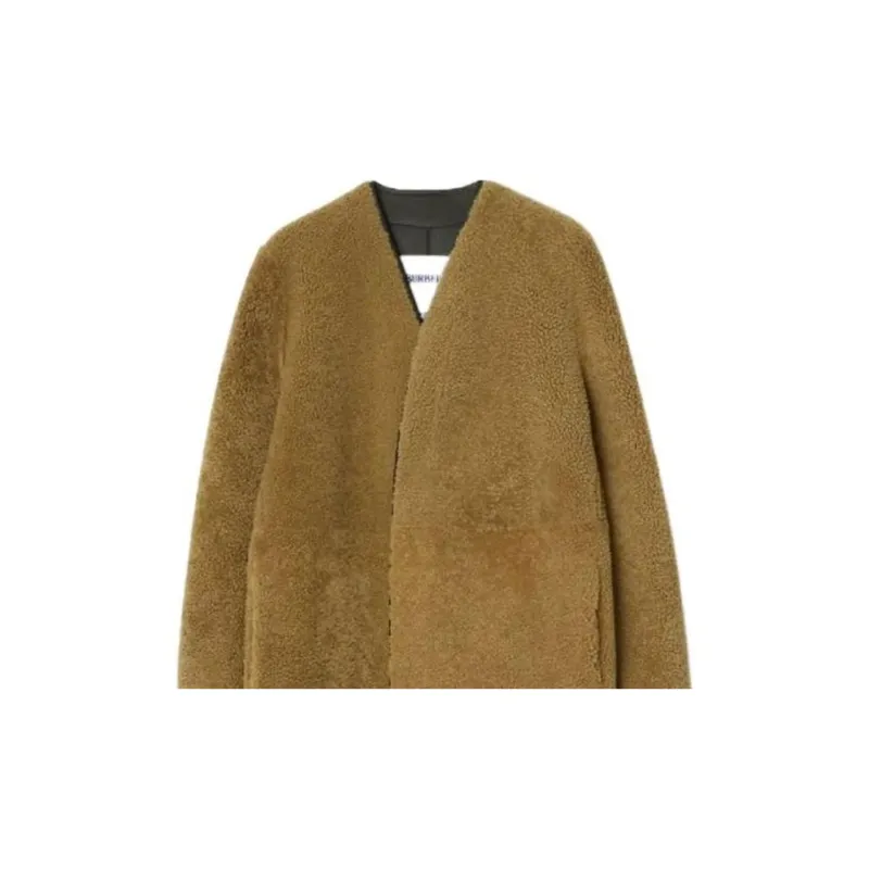 Burberry Collarless Shearling Maxi Coat-2
